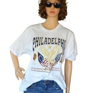 Vintage y2k Philadelphia Pennsylvania White Cotton T Shirt  Men Size XL Casual